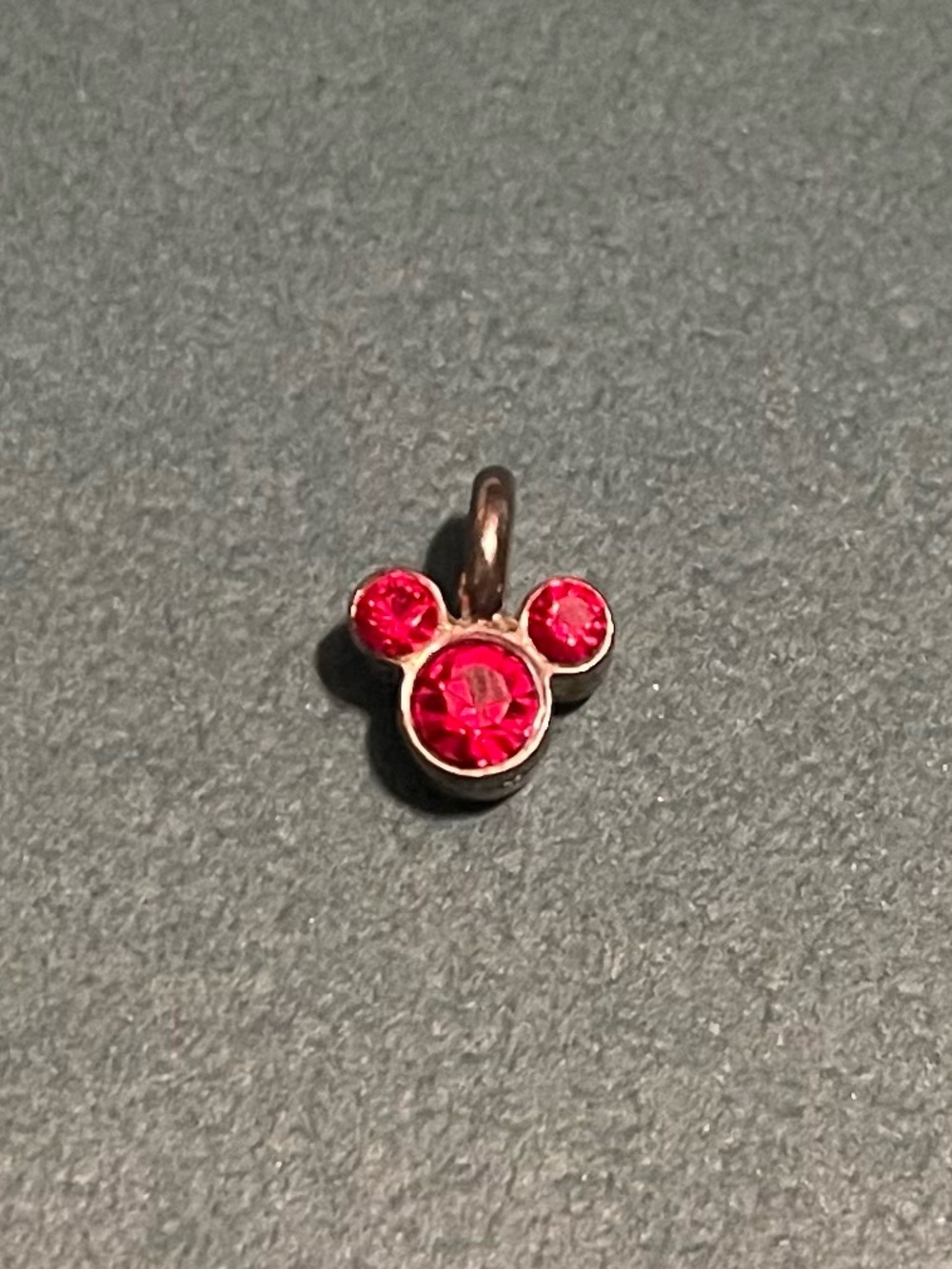 Vintage Disney Ruby Red Cubic Zirconia Small Mickey Mouse Charm Pendant